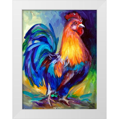 Rooster One White Modern Wood Framed Art Print by Baldwin, Marcia