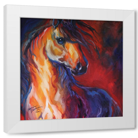 Stallion Red Dawn White Modern Wood Framed Art Print by Baldwin, Marcia