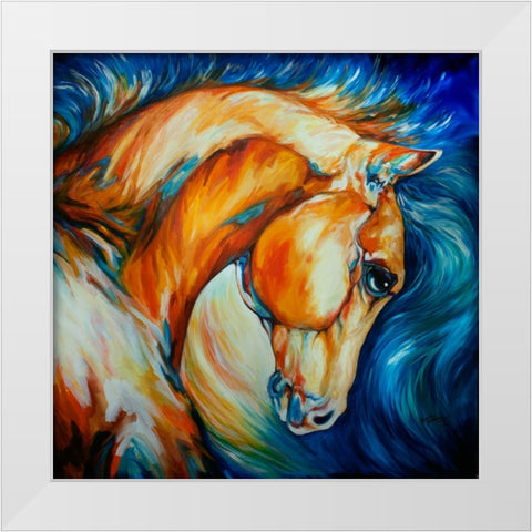 Stallion White Modern Wood Framed Art Print by Baldwin, Marcia