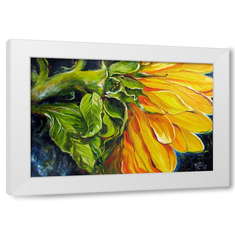 Sunflower Abstract White Modern Wood Framed Art Print by Baldwin, Marcia
