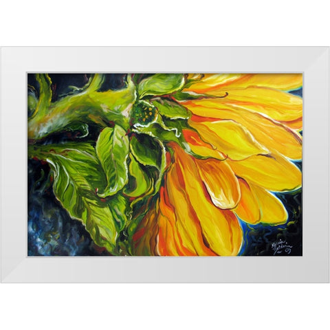 Sunflower Abstract White Modern Wood Framed Art Print by Baldwin, Marcia