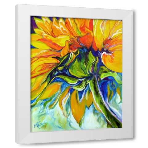 Sunflower In July White Modern Wood Framed Art Print by Baldwin, Marcia