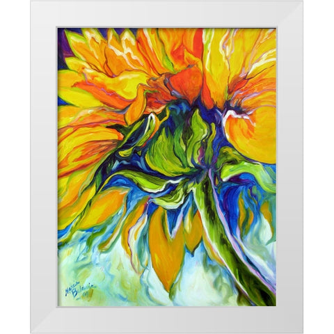 Sunflower In July White Modern Wood Framed Art Print by Baldwin, Marcia