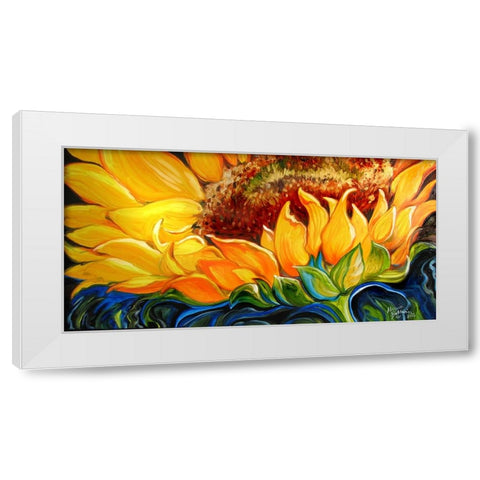 Sunflower Risen Shine White Modern Wood Framed Art Print by Baldwin, Marcia