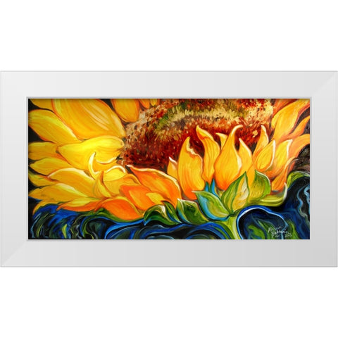 Sunflower Risen Shine White Modern Wood Framed Art Print by Baldwin, Marcia