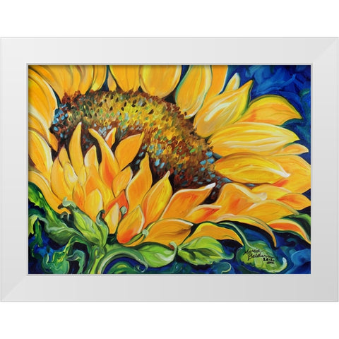 Sunflower September White Modern Wood Framed Art Print by Baldwin, Marcia