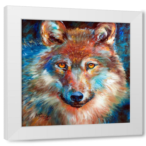 Timber Wolf Abstract White Modern Wood Framed Art Print by Baldwin, Marcia