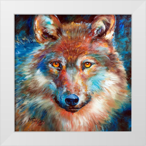 Timber Wolf Abstract White Modern Wood Framed Art Print by Baldwin, Marcia