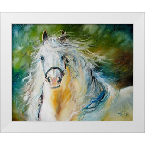 White Cloud The Andlusian Stallion White Modern Wood Framed Art Print by Baldwin, Marcia