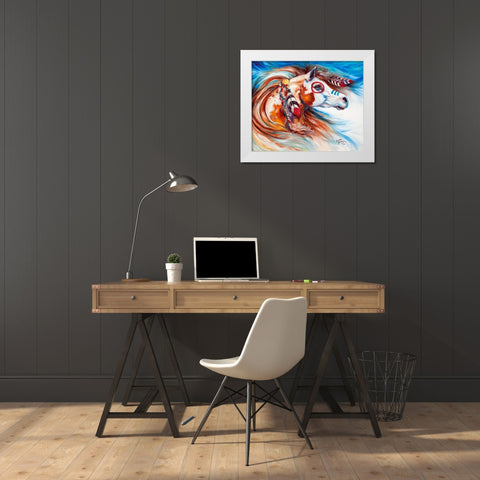 Wind Of Thunder Indian War Horse White Modern Wood Framed Art Print by Baldwin, Marcia