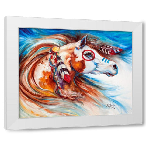 Wind Of Thunder Indian War Horse White Modern Wood Framed Art Print by Baldwin, Marcia