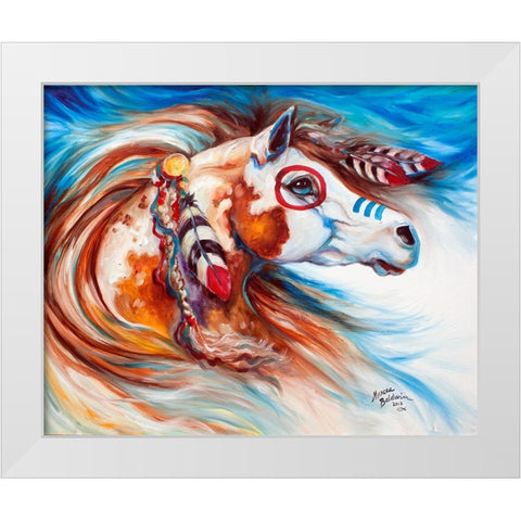 Wind Of Thunder Indian War Horse White Modern Wood Framed Art Print by Baldwin, Marcia