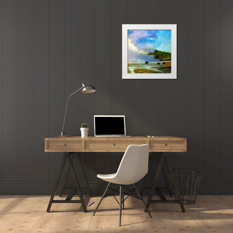 Yellowstone Buffalo Landscape White Modern Wood Framed Art Print by Baldwin, Marcia