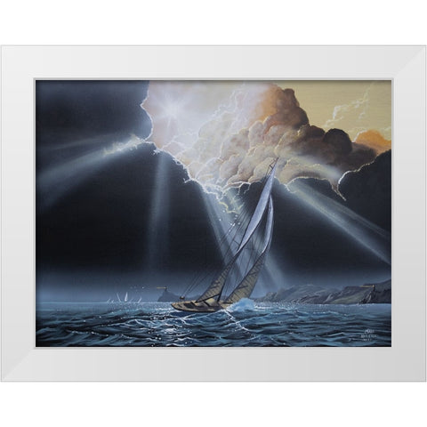 Boating After the Storm White Modern Wood Framed Art Print by Harvill, Marc