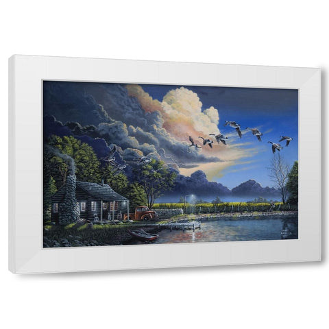 Cozy Country Cabin White Modern Wood Framed Art Print by Harvill, Marc