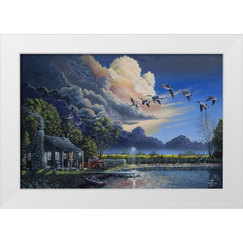 Cozy Country Cabin White Modern Wood Framed Art Print by Harvill, Marc