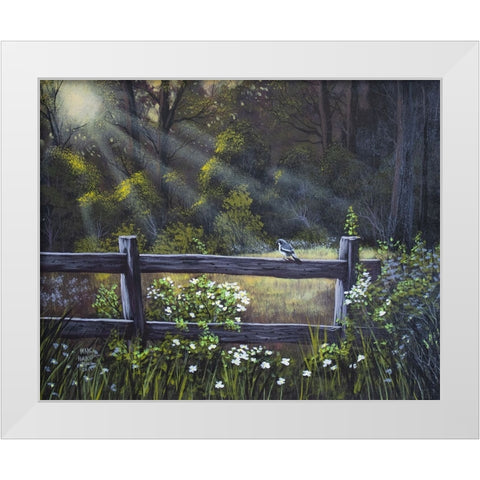 Little Blue Bird White Modern Wood Framed Art Print by Harvill, Marc