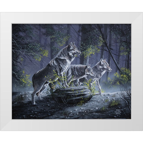 Wolf Pack White Modern Wood Framed Art Print by Harvill, Marc