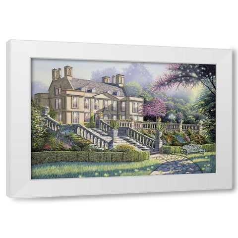 Early Evening in the Flower Garden White Modern Wood Framed Art Print by Harvill, Marc