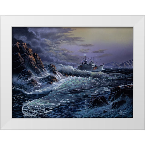 Escanada 907 Coast Guard Ship White Modern Wood Framed Art Print by Harvill, Marc