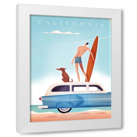 California Surfing White Modern Wood Framed Art Print by Wickstrom, Martin