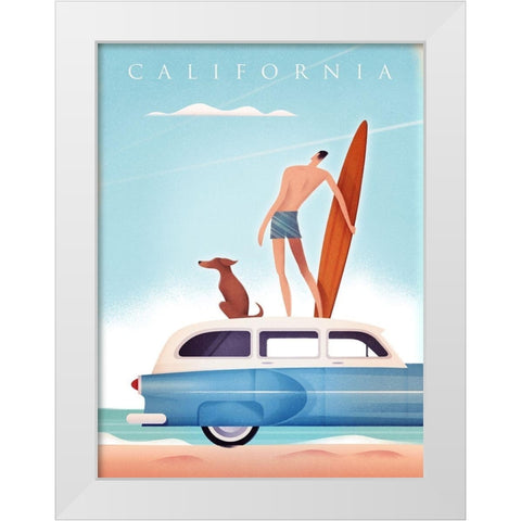 California Surfing White Modern Wood Framed Art Print by Wickstrom, Martin