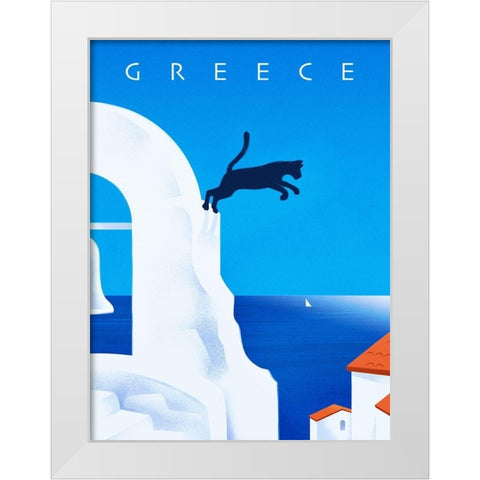 Greece White Modern Wood Framed Art Print by Wickstrom, Martin