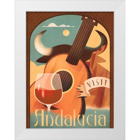 Spain White Modern Wood Framed Art Print by Wickstrom, Martin