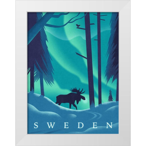 Sweden White Modern Wood Framed Art Print by Wickstrom, Martin