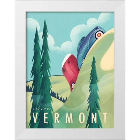 Vermont Camping White Modern Wood Framed Art Print by Wickstrom, Martin
