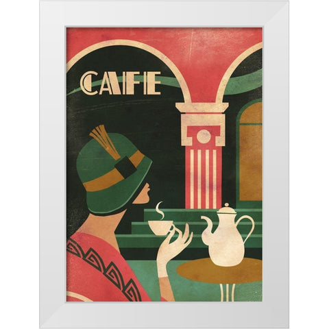 Art Deco Cafe White Modern Wood Framed Art Print by Wickstrom, Martin