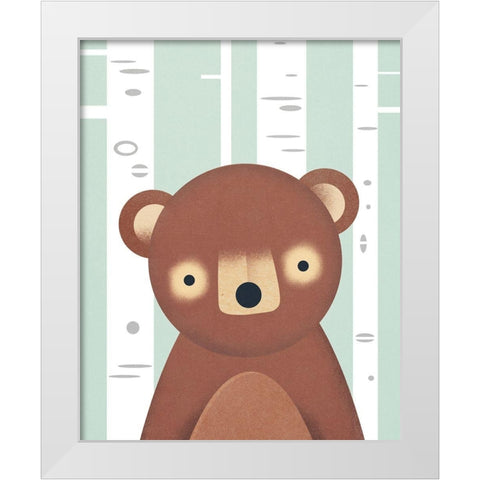 Bear White Modern Wood Framed Art Print by Wickstrom, Martin