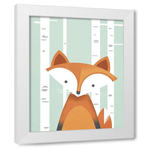 Fox White Modern Wood Framed Art Print by Wickstrom, Martin
