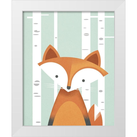 Fox White Modern Wood Framed Art Print by Wickstrom, Martin