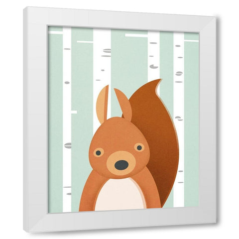 Squirrel White Modern Wood Framed Art Print by Wickstrom, Martin