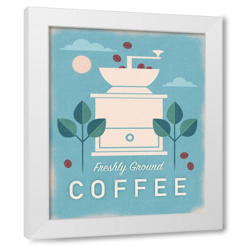 Coffee Grinder White Modern Wood Framed Art Print by Wickstrom, Martin
