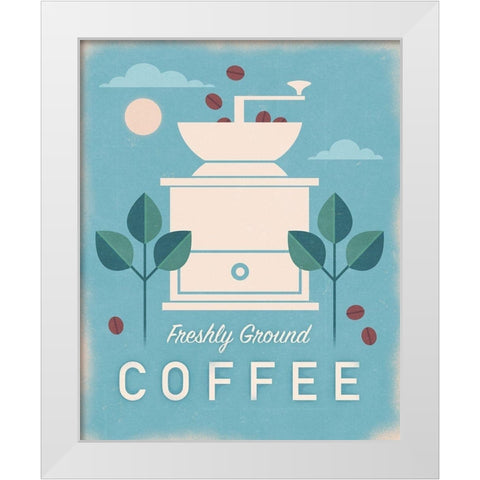 Coffee Grinder White Modern Wood Framed Art Print by Wickstrom, Martin
