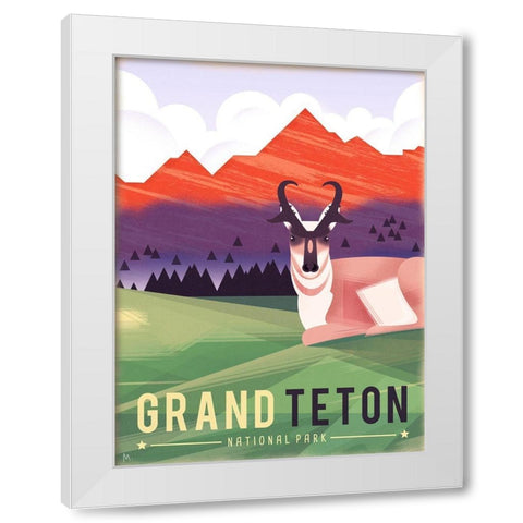 Grand Teton White Modern Wood Framed Art Print by Wickstrom, Martin