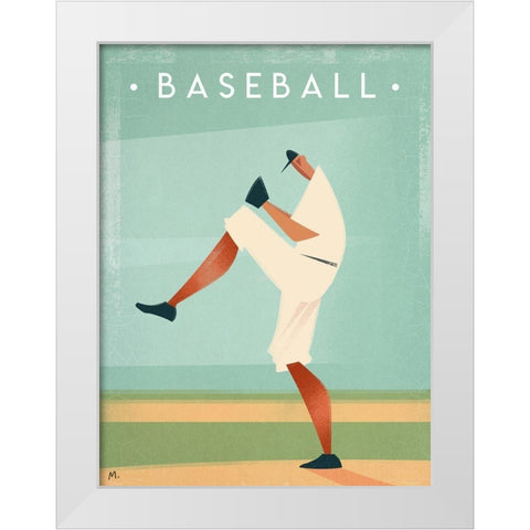 Vintage Baseball White Modern Wood Framed Art Print by Wickstrom, Martin