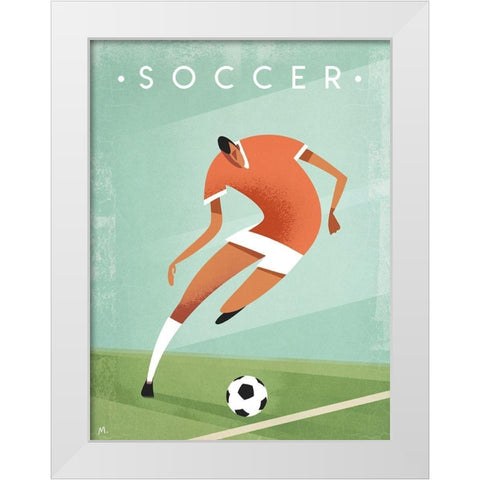 Vintage Soccer White Modern Wood Framed Art Print by Wickstrom, Martin