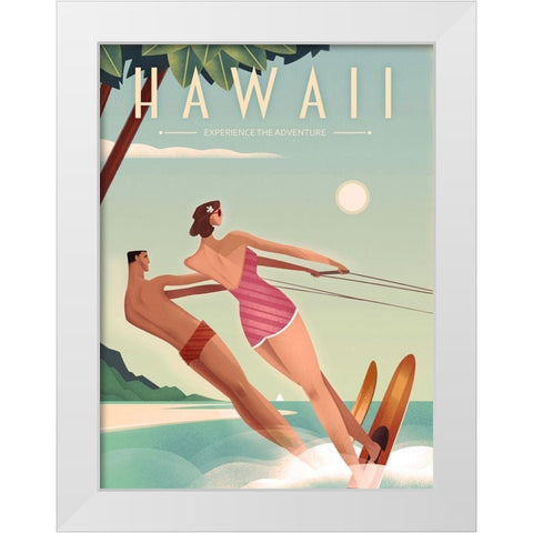 Hawaii White Modern Wood Framed Art Print by Wickstrom, Martin