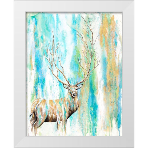 Deer Tree White Modern Wood Framed Art Print by Wickstrom, Martin