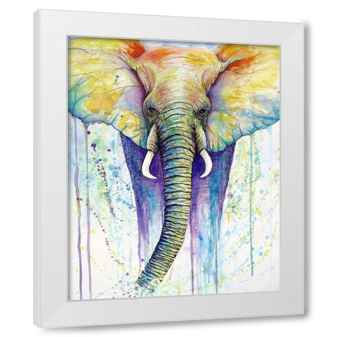 Elephant Colors White Modern Wood Framed Art Print by Wickstrom, Martin