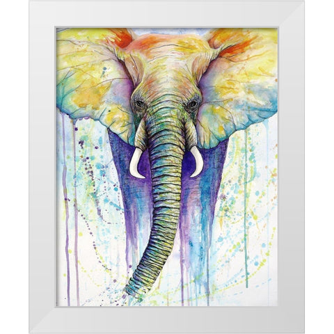 Elephant Colors White Modern Wood Framed Art Print by Wickstrom, Martin