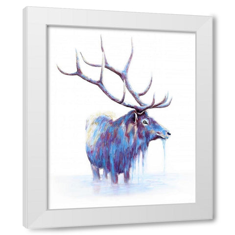 Elk in Water White Modern Wood Framed Art Print by Wickstrom, Martin