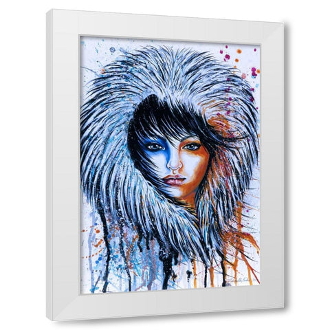 Fire and Ice Girl Portrait White Modern Wood Framed Art Print by Wickstrom, Martin