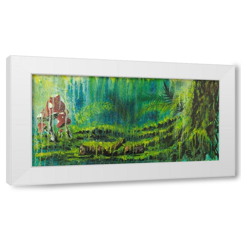 Forest Mushrooms White Modern Wood Framed Art Print by Wickstrom, Martin