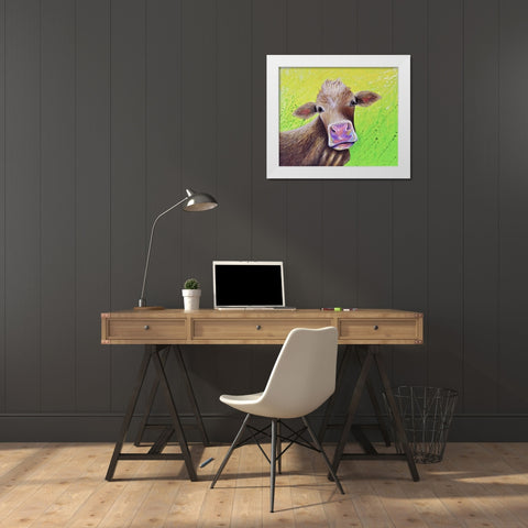 Jersey Cow White Modern Wood Framed Art Print by Wickstrom, Martin