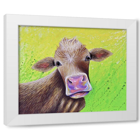 Jersey Cow White Modern Wood Framed Art Print by Wickstrom, Martin