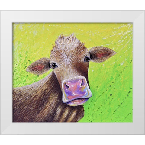 Jersey Cow White Modern Wood Framed Art Print by Wickstrom, Martin